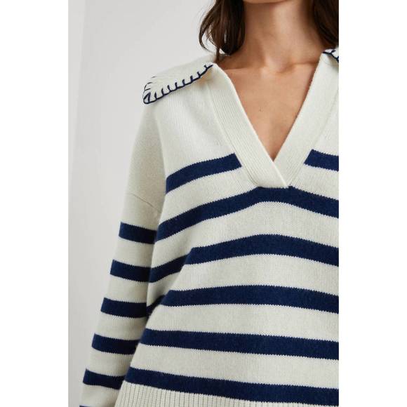 NEW RAILS athena sweater in ivory navy - Picture 2 of 2